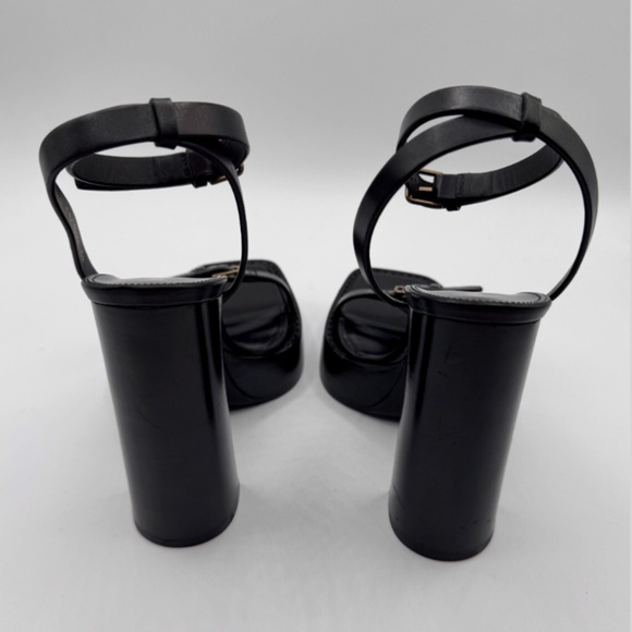 Saint Laurent Carine Black Leather Buckle Platform Sandal in Nero EU 36 US 6 NWT - Picture 4 of 5